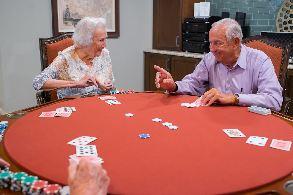 Happy Seniors Socialize and Play Poker_Franklin Park® Senior Living