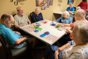Group of Friends Playing a game in a senior living community