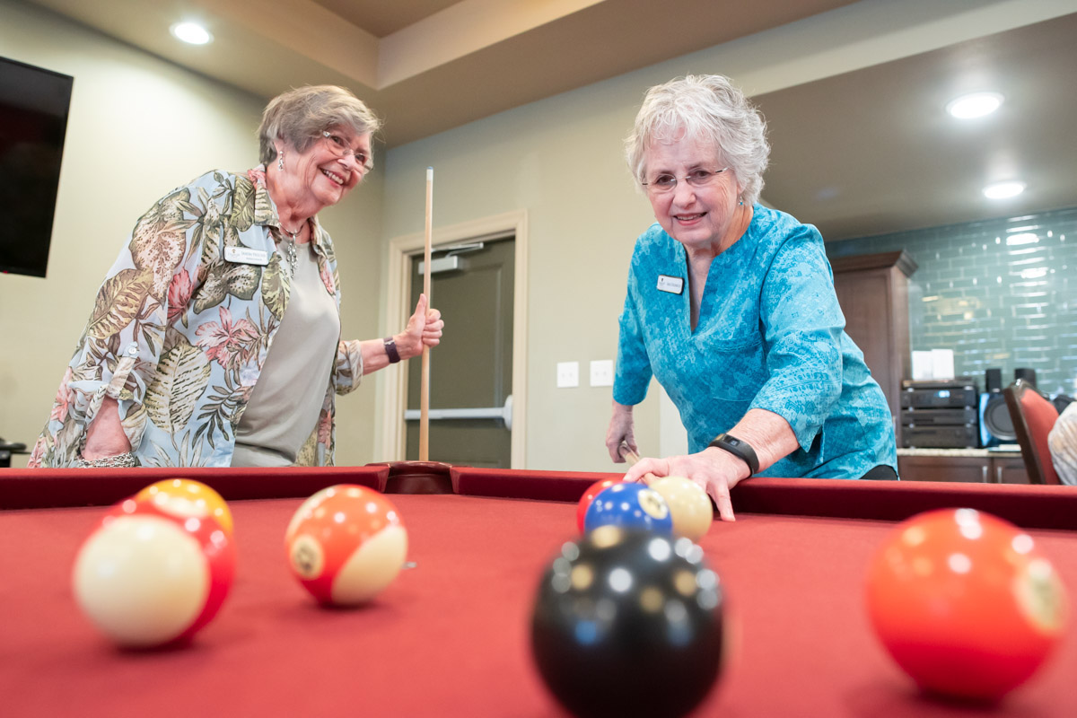 Senior Women Play Billiards