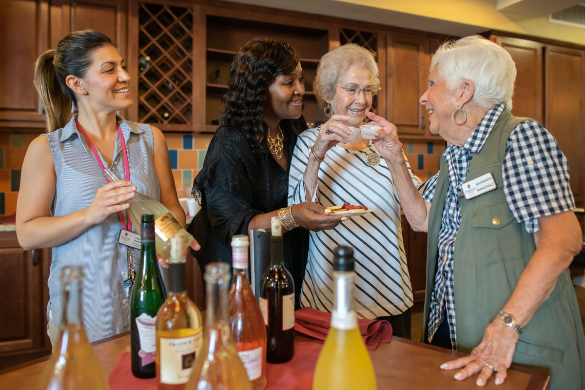 Seniors and Team Members Enjoy Wine Tasting_Franklin Park® Senior Living